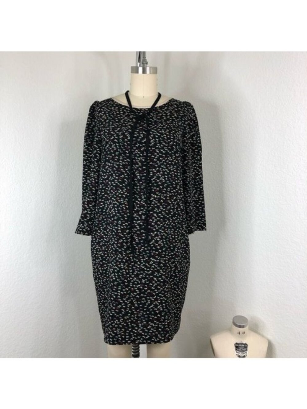Claudie Pierlot Ringo Butterfly Neck Tie Mod Shift Mini Dress
